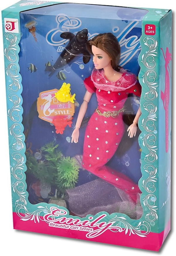 Mac Toys EMILY mořská panna brunetka v červeném