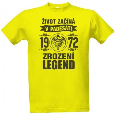 tričko s potiskem Zrození legend 1973 černý tisk pánské žlutá – Zboží Mobilmania