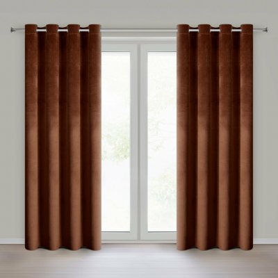 EUROFIRANY ZATEMŇOVACÍ ZÁVĚS NA KROUŽCÍCH MELANIE 140X250 CM SVĚTLE HNĚDÝ – Hledejceny.cz