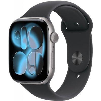 Apple Watch Series 11 (46mm) Vesmírně šedý hliník s černým sportovním řemínkem S/M MEV04MP/A – Zboží Živě