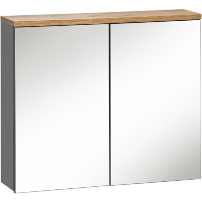 COMAD Závěsná skříňka se zrcadlem - BALI 841 grey, šířka 80 cm, grafit/dub votan – Zbozi.Blesk.cz