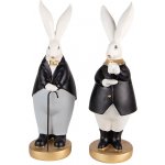 Set 2ks dekorace zajíc v černém kabátku 13*11*34 / 13*11*34 cm – Hledejceny.cz