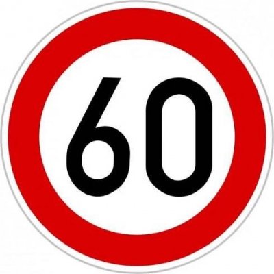Dopravní Značka B20a 500 mm Nejvyšší dovolená rychlost Rychlost: 60km/h – HobbyKompas.cz