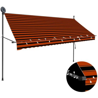 Greatstore Ručně zatahovací markýza s LED světlem 300 cm oranžovo-hnědá – HobbyKompas.cz
