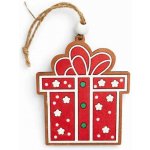 DECOLED Ozdoba, dárek, dřevěný, 7,7 x 9,5 cm, červený – Zboží Mobilmania