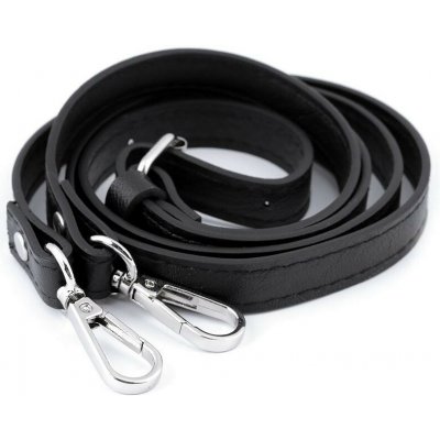 Dlouhý koženkový popruh / ucho s karabinami Barva: černá - nikl – Zboží Dáma