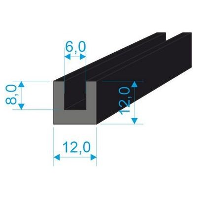 00535004 Pryžový profil tvaru "U", 12x12/6mm, 60°Sh, EPDM, -40°C/+100°C, černý – Zboží Mobilmania