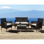 FurniGO Sedací souprava Fort Myers černá, béžové podušky – Hledejceny.cz