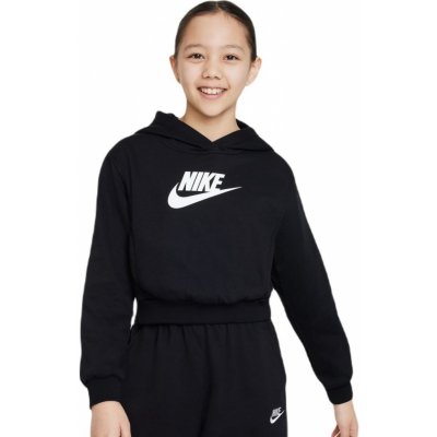 Nike Sportswear Club Fleece Crop Hoodie black/white – Zboží Mobilmania