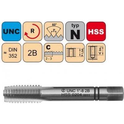 NÁSTROJE CZ Sadový závitník UNC No.8-32 II 2B HSS DIN 352 - 0204 - CZZ0204-UNC-8-32-II-2B – Hledejceny.cz