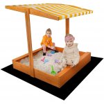 Baby Mix dřevěné pískoviště se stříškou 120x120 cm žluto-bílé – Zboží Mobilmania