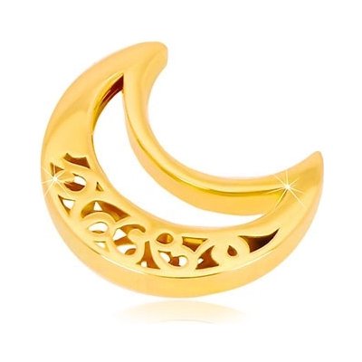 Šperky eshop Zlatý přívěsek 585 půlměsíc s ornamenty půlměsíčkovitý výřez GG37.41 – Zboží Mobilmania