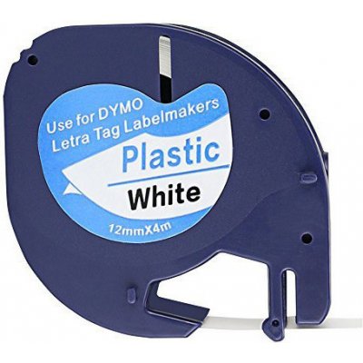 Kompatibilní páska s Dymo 59422, S0721560 / 91221, S0721660 LetraTag 12mm x 4m, černý tisk / bílý podklad