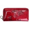 Peněženka Velká dámská kožená peněženka Carmelo 2111 M Red červená s motýlky
