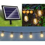 Světelný řetěz na terasu LED solární na baterky s Bílé LED žárovky 15ks + 9m kabel + IP65 – Hledejceny.cz