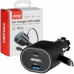 Nabíječka do auta Quick Charge s navíjecím kabelem AMiO-04176, , , – Hledejceny.cz