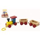 Dřevěná hračka Miva Vacov vláček + 2 vagónky tahací barevný