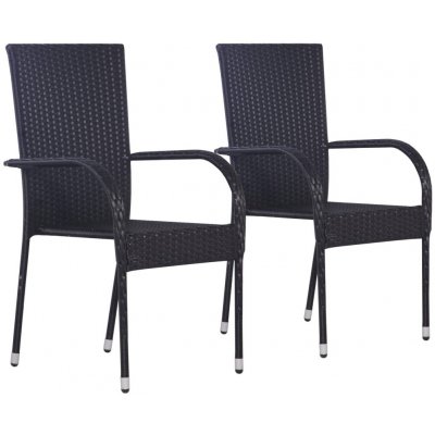 Nábytek XL 44238 Stohovatelné zahradní židle 2 ks polyratan černé – Hledejceny.cz