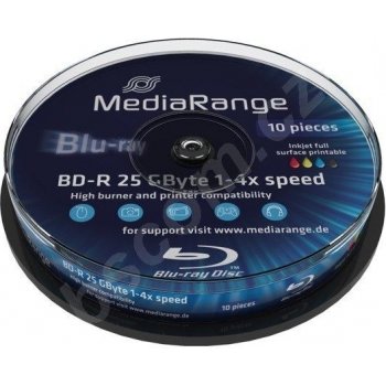 MediaRange BD-R 25GB 4x, Printable, cakebox, 10ks (MR496)