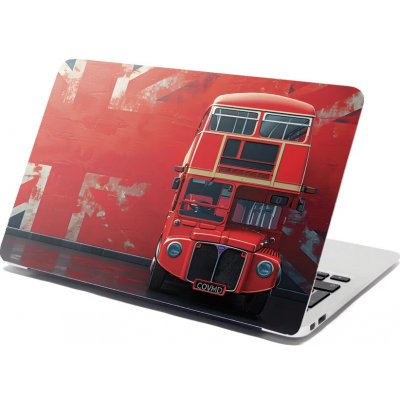 Sablio Samolepka na notebook Červený patrový autobus Vlajka - 29x20 cm – Zbozi.Blesk.cz