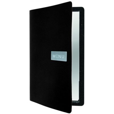 Jídelní lístek A4, kůže, jemnější povrch, kovový štítek, černý, MC-LRA4-RWBL – Zboží Živě