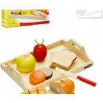Woody dřevo tác se snídaní makety potravin na krájení set se 2 nožíky – Zbozi.Blesk.cz
