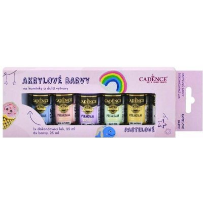 Cadence akrylové barvy na kamínky sada 6 pastelových barev + akrylový lak 25 ml