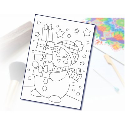 Radost v písku Šablona na pískování Sněhulák s dárečky A5 148 x 210 mm – Sleviste.cz