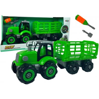 LEANToys Dětský traktor se šroubovákem zelený