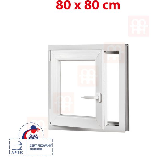 okno OKNA HNED 80x80 cm (800x800 mm)bílé otevíravé i sklopné levé