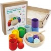 Montessori smyslová pomůcka Montessori Ulanik dřevěná hračka "Rainbow: balls in cups"