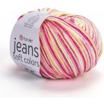 Pletací / háčkovací příze YarnArt JEANS SOFT COLORS 6214 červeno-růžovo-žlutá, melírovaná, 50g/160m – Hledejceny.cz
