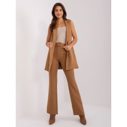 Italy Moda elegantní komplet kalhot a vesty dhj-kmpl-5069.13-camel