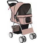 PawHut Skládací psí kočárek s reflexními proužky úložným košem a polštářem pro malé psy do 10 kg 77 x 44 x 102 cm kávový – Zboží Dáma