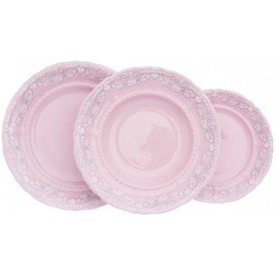 Leander Sonáta šedá krajka růžový porcelán 18 ks