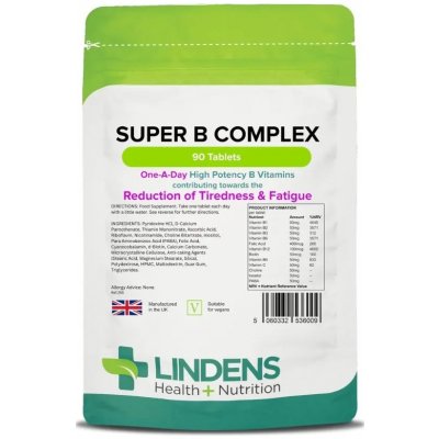LINDENS Health + Nutrition Super Vitamin B Complex, 90 tablet – Hledejceny.cz