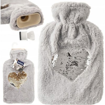 Orion Termofor guma/polyester glitter SRDCE 1,6 l šedá – Zbozi.Blesk.cz