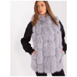 Italy Moda chlupatá vesta s kapucí at-kz-2379.96p grey – Zboží Dáma