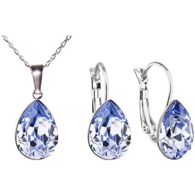 Swarovski Elements Pear stříbrná sada set souprava náušnice a přívěsek s řetízkem fialová slzička kapka 39169.4 Provence Lavender fialová světlá lila šeříková