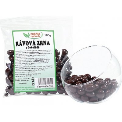 Zdraví z přírody Kávová zrna v hořké čokoládě 100 g – Zboží Mobilmania