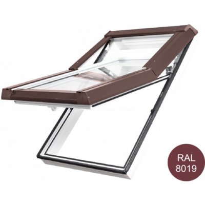 SKYLIGHT Střešní okno plastové 78x98 (780x980 mm) bílé s hnědým oplechováním – Hledejceny.cz