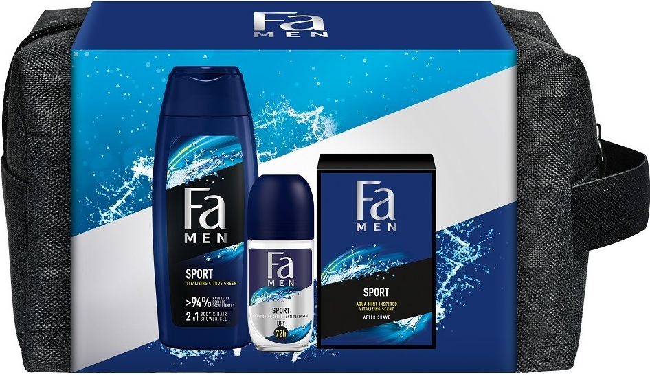 Fa Men Active Sport roll-on 50 ml + sprchový gel 250 ml + voda po holení 100 ml + kosmetická taška dárková sada