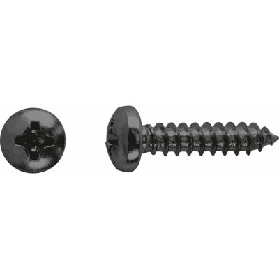 Vrut do plechu s půlkulatou hlavou PH3 plný závit černě pozink. 5,5x25 mm, 12 ks – Hledejceny.cz