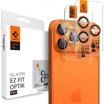 Spigen Glass tR EZ Fit Optik Pro 2 ks, oranžový - iPhone 17/16/15/14 Pro / 17/16/15/14 Pro Max (AGL10123) – Zboží Živě