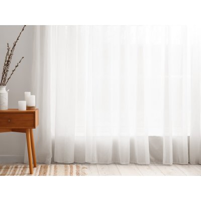 Voál krémově bílý hladký s olůvkem ZAC-003 výška 295 cm Šití na míru – Sleviste.cz