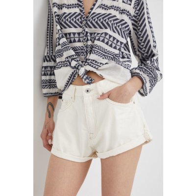 Pepe Jeans bavlněné šortky Suzie dámské hladké high waist béžová