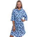 Nebesky modrá i šedá noční košile s límečkem pro plnoštíhlé kojící ženy MANDALY 1C3497 modrá – Zboží Dáma