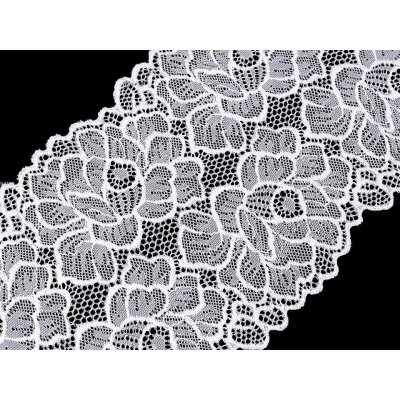 Elastická krajka / vsadka / běhoun šíře 15,5 cm, střední, 1 bílá sněhová – Zboží Mobilmania