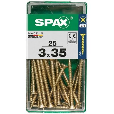 Spax Uni vrut zápust.hlava PZ/Z1, S-CUT plný závit, Yellox, 3 x 35 mm, 25 ks – Hledejceny.cz