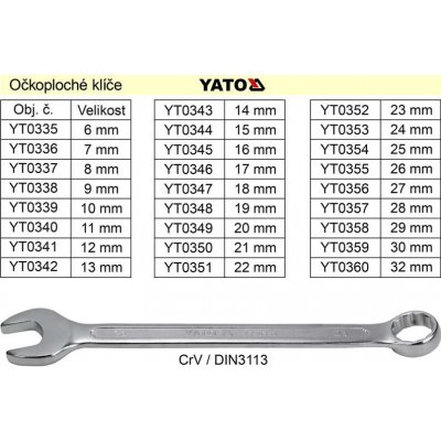 Yato očkoplochý klíč 20mm YT-0349 – Zboží Mobilmania